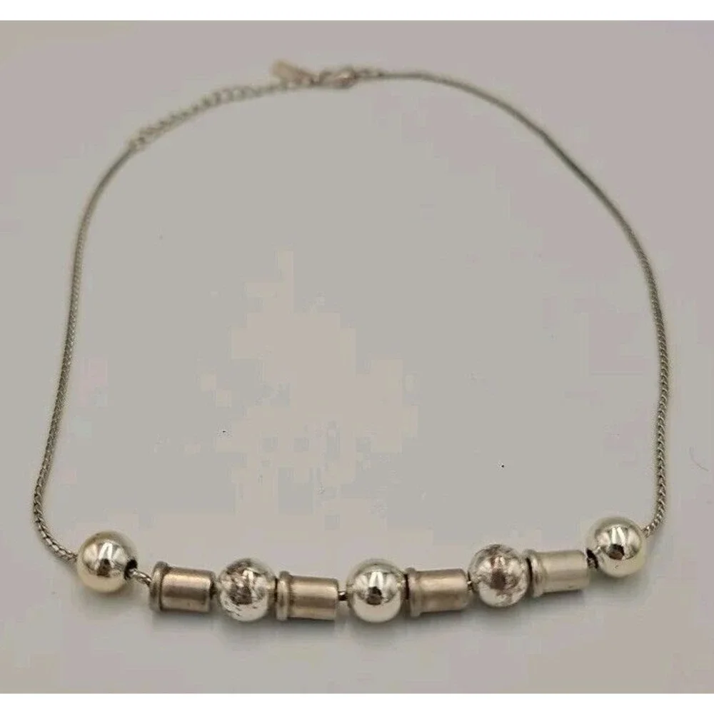 Napier Necklace Silver Tone Bead & Bar Adjustable‎ 16